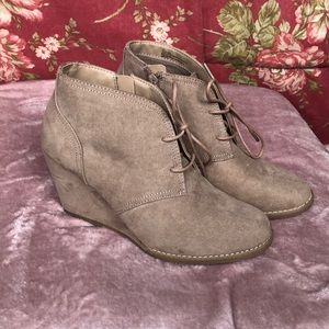 Beige ankle wedge bootie by Universal Thread